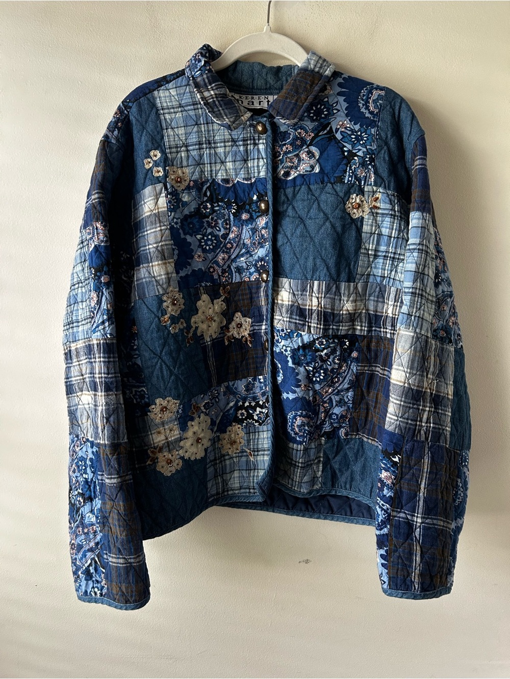 Vintage Cottagecore Peasant Grannycore Quilted Patchwork Floral Plaid Jacket XXL